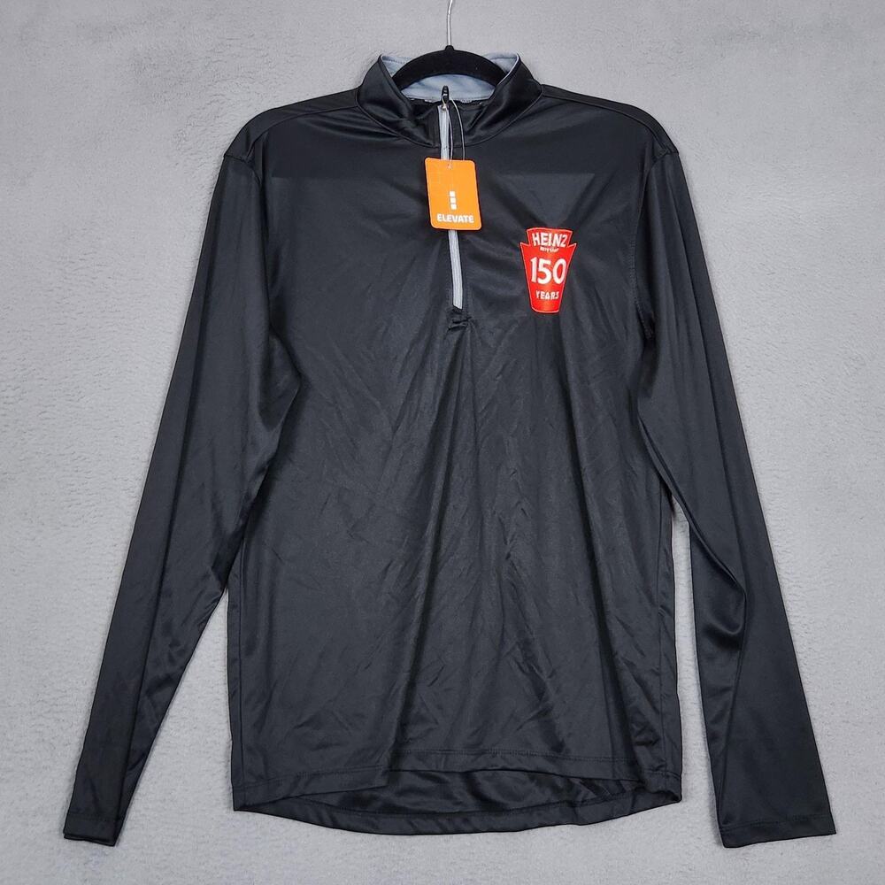 Elevate Vega Tech Pullover Shirt Mens Medium Black 1/4 Zip Heinz 150 Years